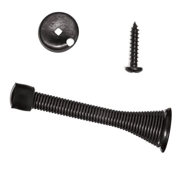 Alt view image 3 of 6 - 16 Pack Spring Door Stops 3 1/4 Inch Flexible Heavy Duty Spring Door Stopper with RustProof Screw Rubber Bumper Tips (Black)