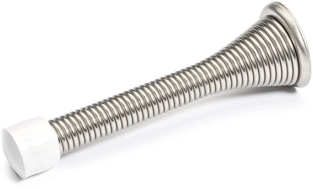 Alt view image 5 of 6 - 16 Pack Spring Door Stops 3 1/4 Inch Flexible Heavy Duty Spring Door Stopper with RustProof Screw Rubber Bumper Tips (Satin Nickel)