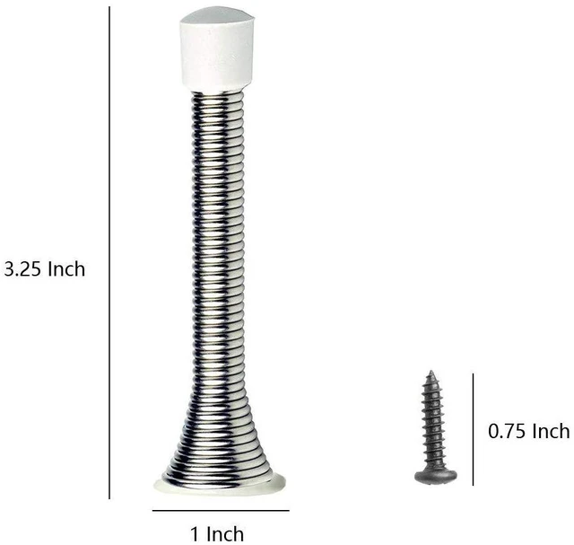 Alt view image 6 of 6 - 16 Pack Spring Door Stops 3 1/4 Inch Flexible Heavy Duty Spring Door Stopper with RustProof Screw Rubber Bumper Tips (Satin Nickel)