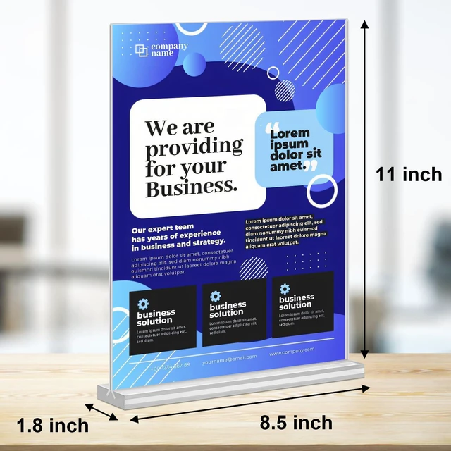 Alt view image 3 of 7 - Acrylic Sign Holder 8.5 x 11,10 Pack Clear Sign Holder Double Sided Table Menu Vertical Desktop Display Stand Paper Flyer Holder Tabletop Sign Holder Suitable for Restaurants, Office, Store, Hotels