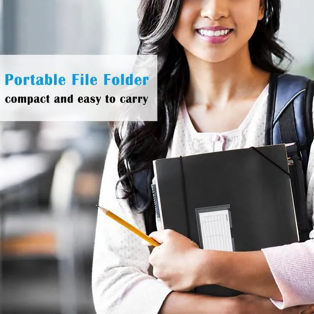 Alt view image 7 of 7 - 7-Pockets Hanging File Folder with Retractable Hooks for Filing Cabinet, Letter Size Expandable Accordion File Organizer with Elastic Band for File Frame or On-The-Go Use (6 Pack)