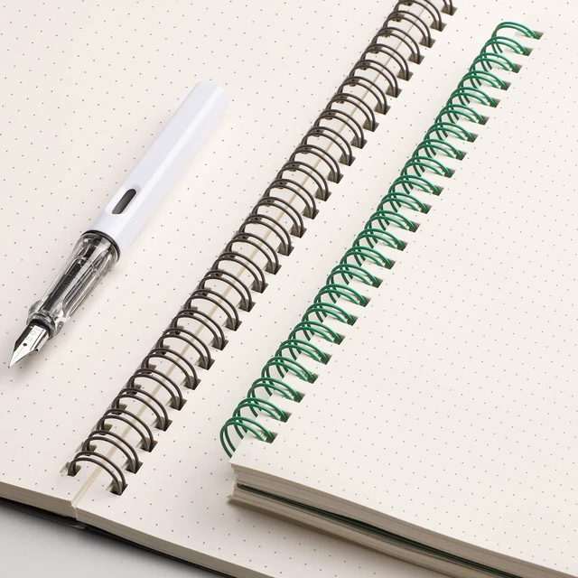 Alt view image 4 of 7 - Dotted Spiral Journal Notebook, 2 Pack, 320 Pages, B5 (7.4" x 10") 100 GSM Thick Paper, Flexible Plastic Cover, for Journaling, Planning, Tracking & Sketching (Brown & Green)
