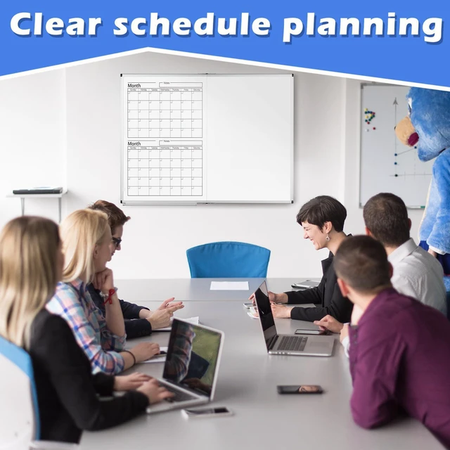 Alt view image 4 of 6 - 36" x 24" Magnetic Vertical 2 Month Dry Erase Calendar for Wall Undated Horizontal Dry Erase Wall Calendar Planner Aluminum Frame Whiteboard for Home Office Projects Fridge