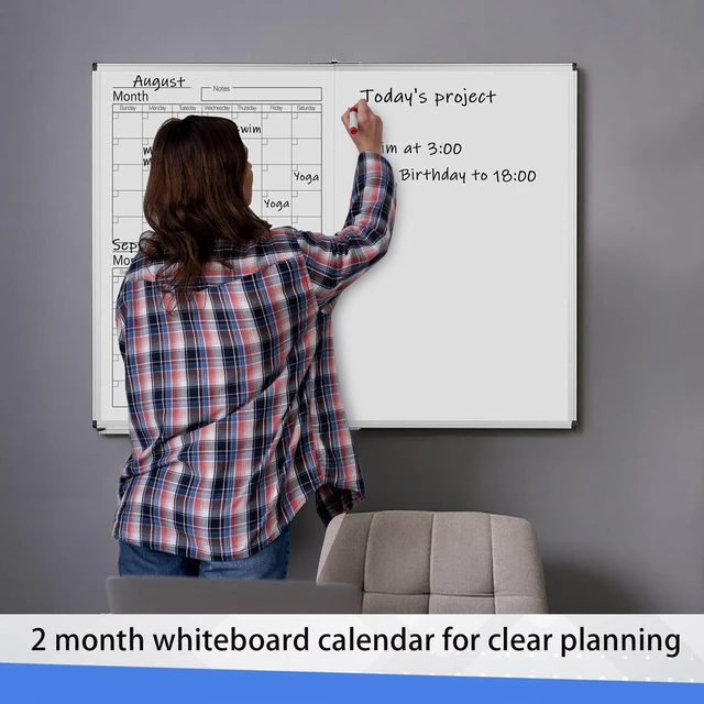 Alt view image 6 of 6 - 36" x 24" Magnetic Vertical 2 Month Dry Erase Calendar for Wall Undated Horizontal Dry Erase Wall Calendar Planner Aluminum Frame Whiteboard for Home Office Projects Fridge