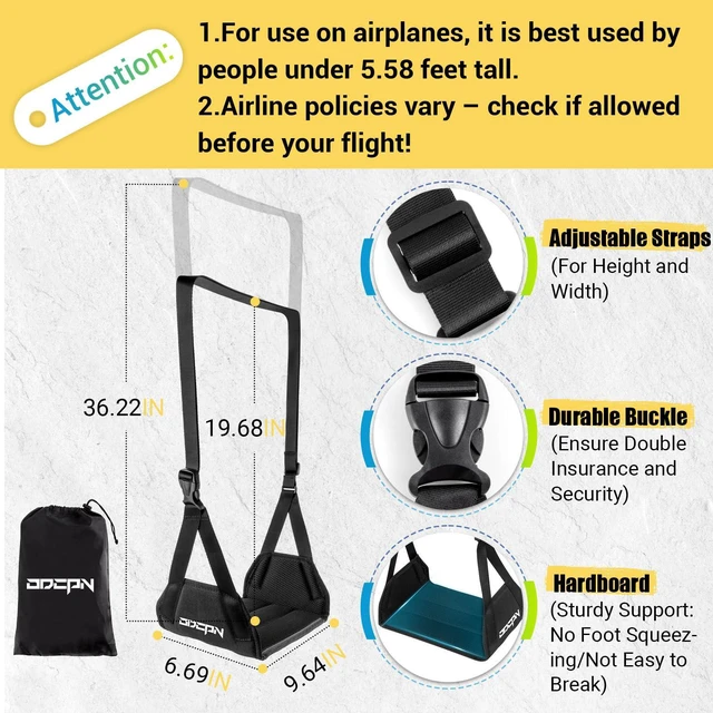 Alt view image 2 of 7 - 2-Pack Foot Hammock Plane Travel, No Collapse Thickened Bamboo Foot Rest Portable Airplane Foot Sling Wing with Thickened Foam & Carry Bag, Long-Flight Travel Essential Designed to Relax Your Feet