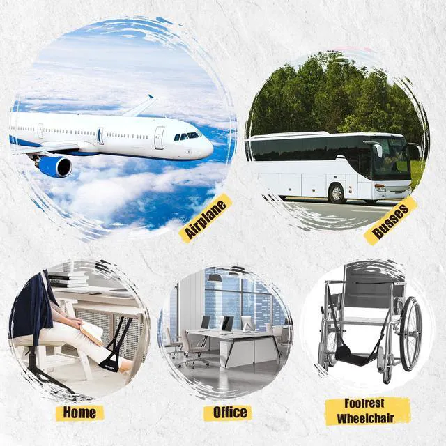 Alt view image 7 of 7 - 2-Pack Foot Hammock Plane Travel, No Collapse Thickened Bamboo Foot Rest Portable Airplane Foot Sling Wing with Thickened Foam & Carry Bag, Long-Flight Travel Essential Designed to Relax Your Feet