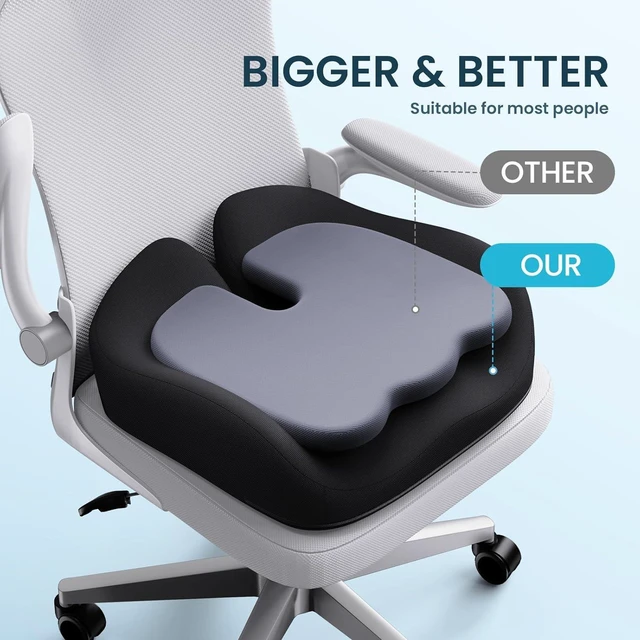 Alt view image 4 of 7 - Memory Foam Seat Cushion, Ergonomic Office Chair Cushion Memory foam cushion relieves pressure and supports tailbone comfort for office chairs, cars, wheelchairs and home use