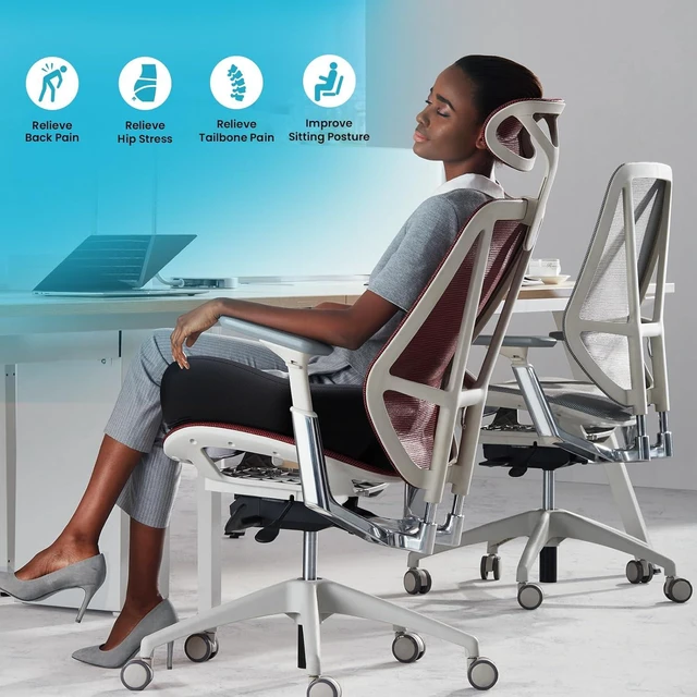 Alt view image 6 of 7 - Memory Foam Seat Cushion, Ergonomic Office Chair Cushion Memory foam cushion relieves pressure and supports tailbone comfort for office chairs, cars, wheelchairs and home use