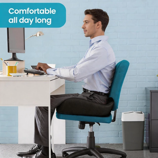 Alt view image 7 of 7 - Memory Foam Seat Cushion, Ergonomic Office Chair Cushion Memory foam cushion relieves pressure and supports tailbone comfort for office chairs, cars, wheelchairs and home use
