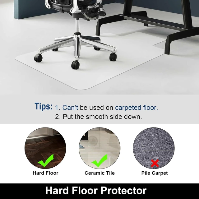 Alt view image 5 of 7 - 2 Pack 36"x48" Chair Mat for Hardwood Floors, Clear Floor Protector Laminate/Tile/Vinyl, Not Carpet, Computer Desk Mat, With Lip, Stay in Place, Easy Glide for Rolling Chair, Easy Trim