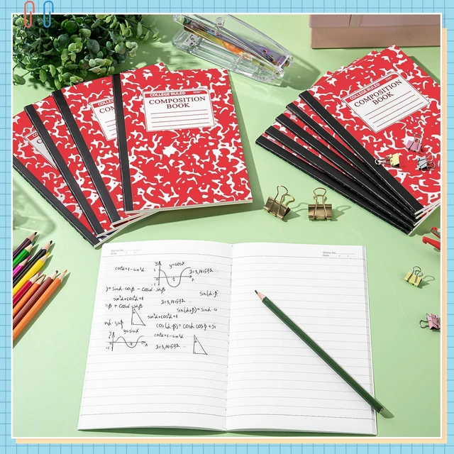 Alt view image 7 of 7 - 100 Pack A5 Composition Notebooks Bulk College Ruled Composition Notebooks Marble Covers Notebook for Student Classroom Office Supplies 30 Sheet/60 Page(Red)