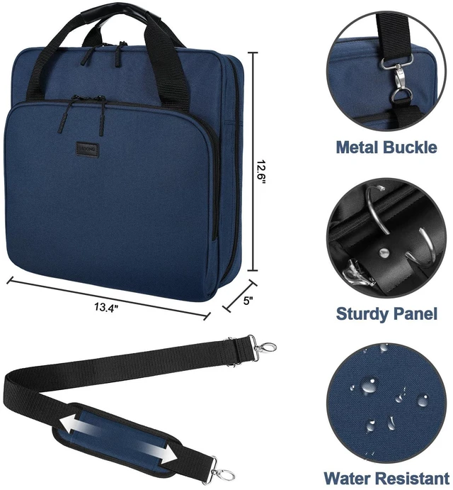 Alt view image 4 of 7 - 4 Inch 3 Ring Zipper Binder D-Ring with Strap & Multi-Pockets Binder with Strap 800 Sheet Capacity for School and Office Binder Organizer, Compatible with 13-Inch MacBook/Table, Dark Blue
