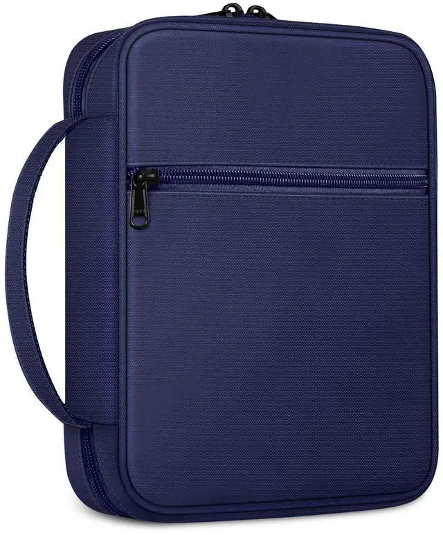 Main image of Bible Cover, Carrying Book Case Bible Bag with Handle Church Protective with Zippered Pocket, Gift for Mother Lady Women Men, Navy