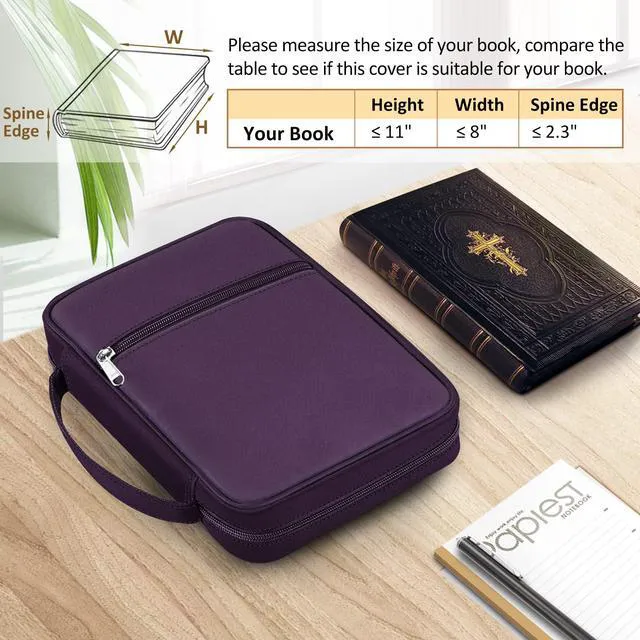 Alt view image 2 of 7 - Bible Cover, Carrying Book Case Bible Bag with Handle Church Protective with Zippered Pocket, Gift for Mother Lady Women Men, Maroon