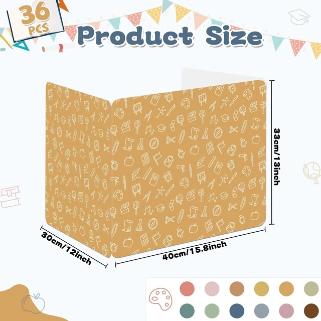 Alt view image 2 of 7 - 36 Pack Privacy Shields for Student Desk Colorful Desk Dividers Durable Privacy Folders Testing Dividers Shield Study Boards Panel Partition for Classroom Teacher Back to School Supplies