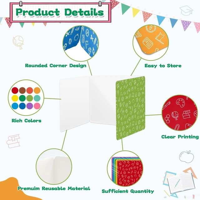 Alt view image 3 of 7 - 36 Pack Privacy Shields for Student in 12 Vibrant Colors Desk Dividers Durable Privacy Folders Testing Divider Shield Study Boards Panel Partition for Classroom Teacher Back to School Supplies