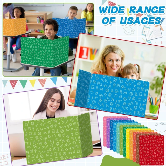 Alt view image 6 of 7 - 36 Pack Privacy Shields for Student in 12 Vibrant Colors Desk Dividers Durable Privacy Folders Testing Divider Shield Study Boards Panel Partition for Classroom Teacher Back to School Supplies