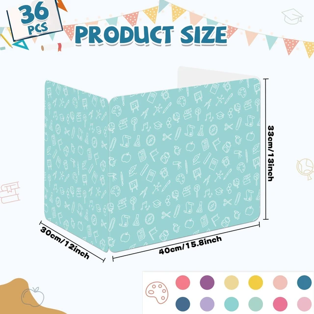 Alt view image 2 of 7 - 36 Pack Privacy Shields for Student Colorful Motivational Desk Dividers Durable Privacy Folders Testing Divider Shield Study Board Panel Partition for Classroom Teacher Back to School Supplies