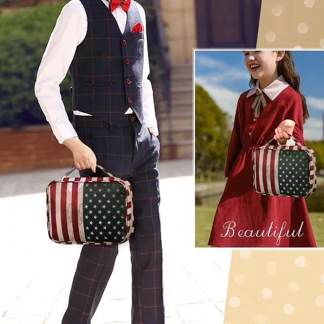 Alt view image 3 of 7 - Bible Cover, Carrying Book Case Bible Bag with Handle Church Protective with Zippered Pocket, Gift for Mother Lady Women Men, US Flag