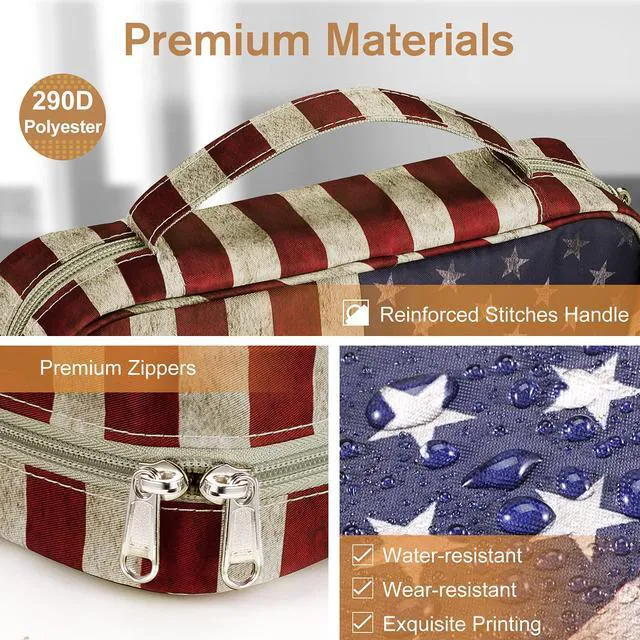 Alt view image 6 of 7 - Bible Cover, Carrying Book Case Bible Bag with Handle Church Protective with Zippered Pocket, Gift for Mother Lady Women Men, US Flag