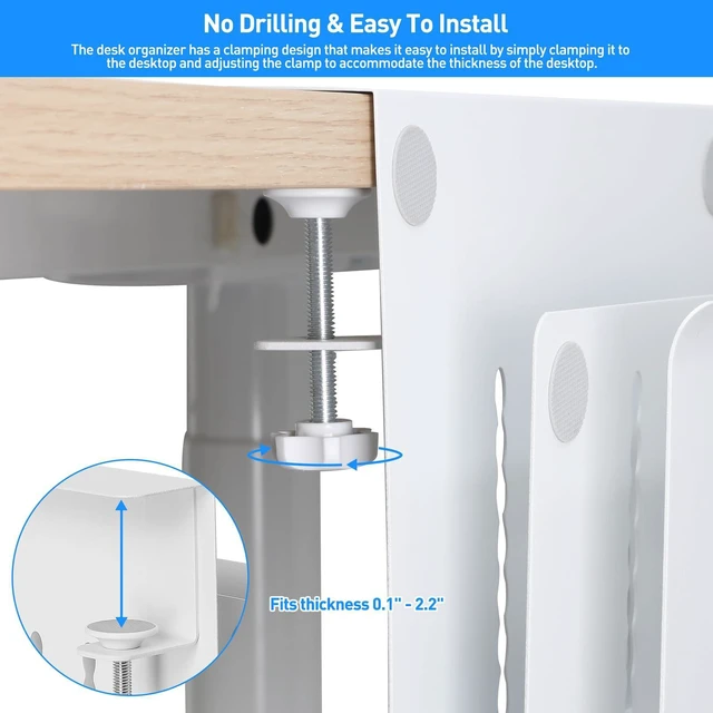 Alt view image 2 of 7 - Desk Side Storage, Under Desk Laptop Mount, Table Side Hanging File Organizer, No Drill Clamp On Cable Management Tray, Laptop Holder with Magnetic Pen Holder for Office and Home, Load 22 Lbs