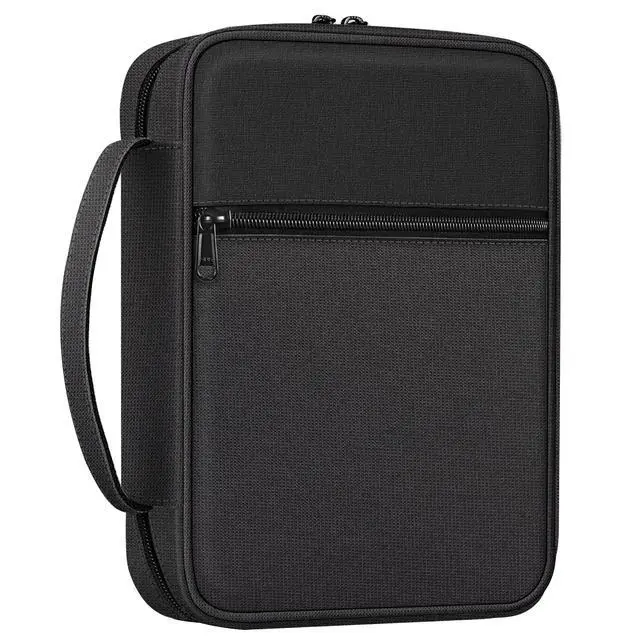 Main image of Bible Cover, Carrying Book Case Bible Bag with Handle Church Protective with Zippered Pocket, Gift for Mother Lady Women Men, Midnight