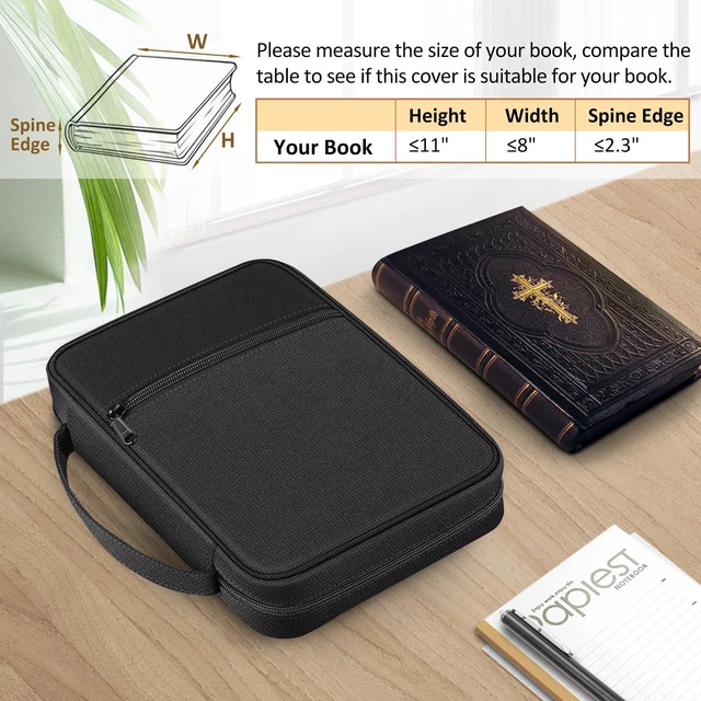 Alt view image 2 of 7 - Bible Cover, Carrying Book Case Bible Bag with Handle Church Protective with Zippered Pocket, Gift for Mother Lady Women Men, Midnight
