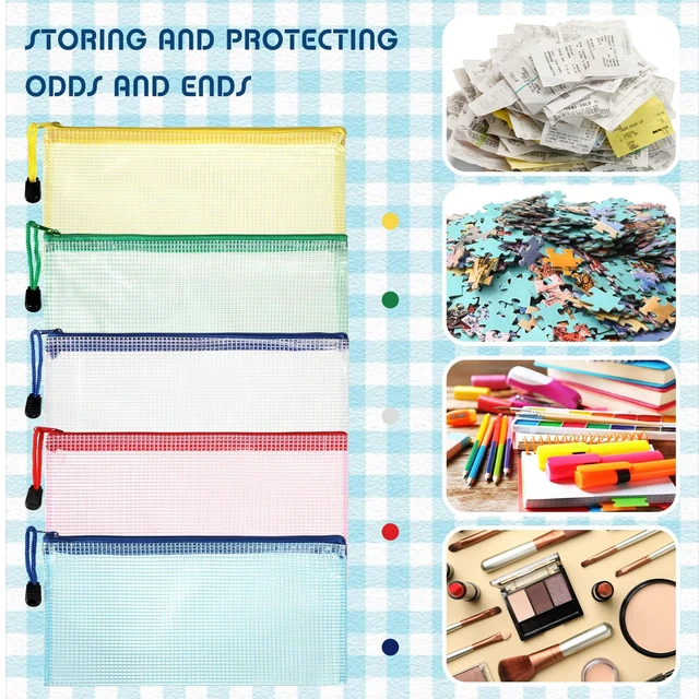 Alt view image 5 of 7 - 100Pcs Mesh Pencil Pouch,Multicolor Pouch Multicolor Zipper,A6 Small Zipper Pencil Pouches Bulk, Waterproof Clear Storage Bag, Multipurpose for Cash Board Game Passport Office