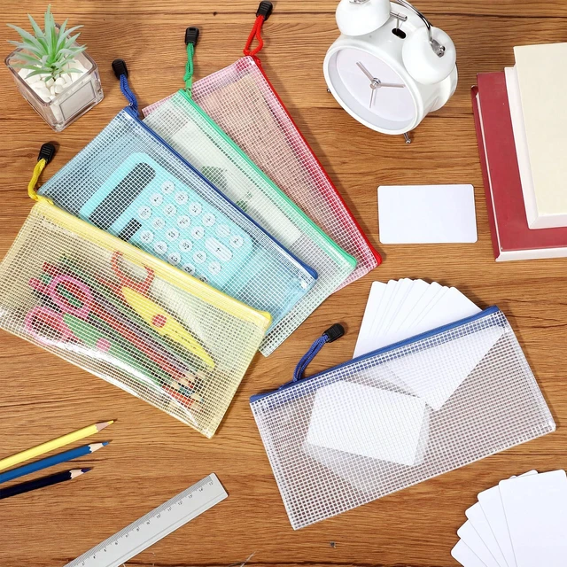 Alt view image 7 of 7 - 100Pcs Mesh Pencil Pouch,Multicolor Pouch Multicolor Zipper,A6 Small Zipper Pencil Pouches Bulk, Waterproof Clear Storage Bag, Multipurpose for Cash Board Game Passport Office