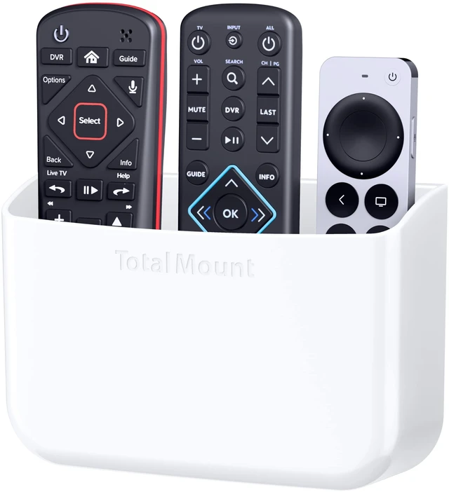 Main image of Drop-Free Remote Holder Removable Adhesive Strips White | Designed in the USA Simply Put the Remotes In No Tricky Magnet Alignment Needed (Holds 2 or 3 Remote Controls)
