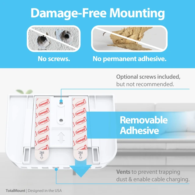 Alt view image 4 of 7 - Drop-Free Remote Holder Removable Adhesive Strips White | Designed in the USA Simply Put the Remotes In No Tricky Magnet Alignment Needed (Holds 2 or 3 Remote Controls)