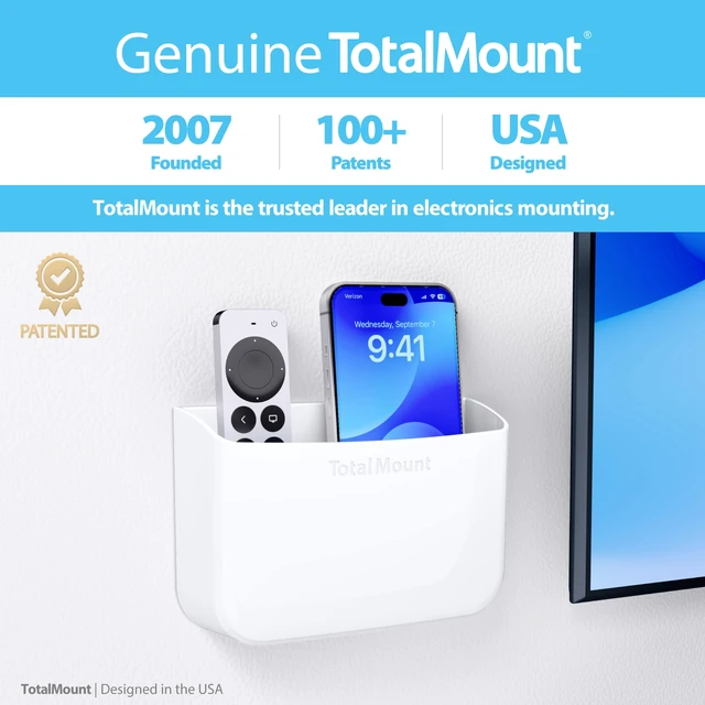 Alt view image 5 of 7 - Drop-Free Remote Holder Removable Adhesive Strips White | Designed in the USA Simply Put the Remotes In No Tricky Magnet Alignment Needed (Holds 2 or 3 Remote Controls)