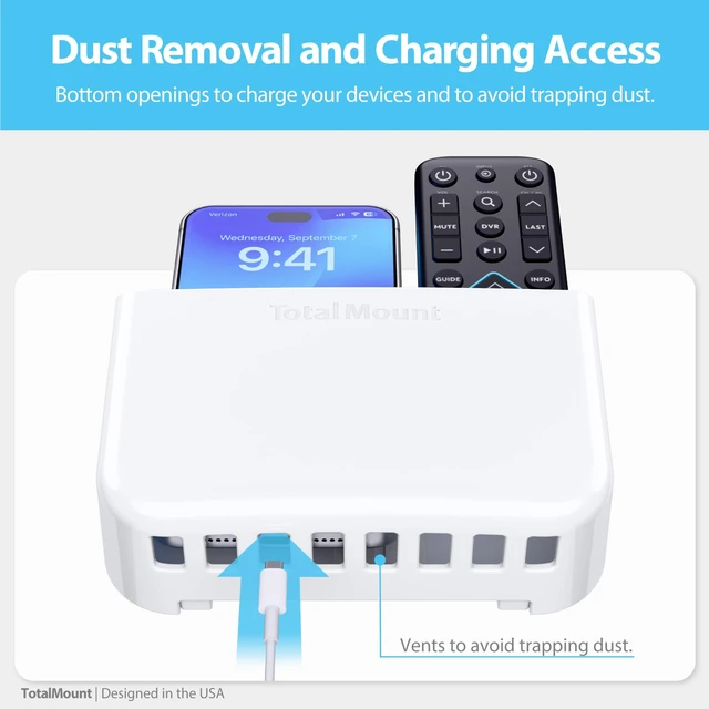 Alt view image 7 of 7 - Drop-Free Remote Holder Removable Adhesive Strips White | Designed in the USA Simply Put the Remotes In No Tricky Magnet Alignment Needed (Holds 2 or 3 Remote Controls)