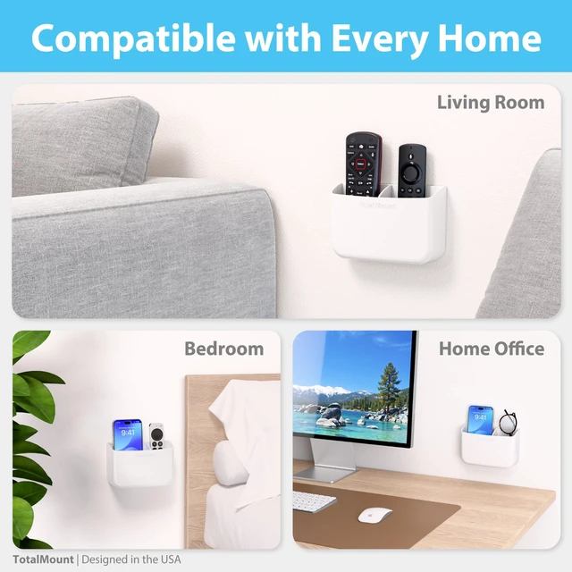 Alt view image 6 of 7 - Drop-Free Remote Holder Removable Adhesive Strips White | Designed in the USA Simply Put the Remotes In No Tricky Magnet Alignment Needed (Holds 2 or 3 Remote Controls)