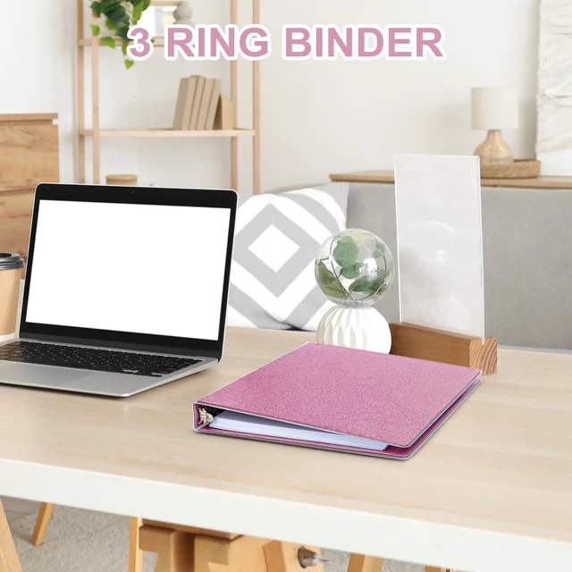 Alt view image 3 of 7 - 3 Ring Binder 1 Inch Pink Binders Fashion View Binder with 2 Pockets for Office Supplies, Waterproof, Deep Pink