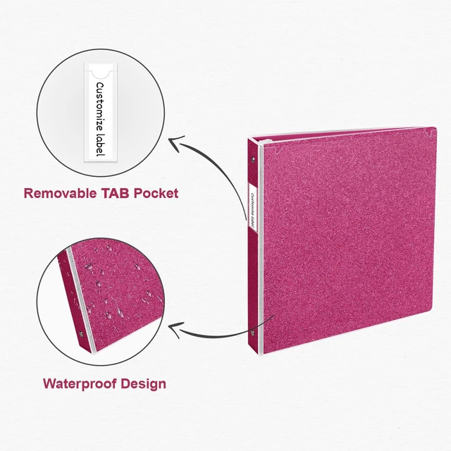 Alt view image 6 of 7 - 3 Ring Binder 1 Inch Pink Binders Fashion View Binder with 2 Pockets for Office Supplies, Waterproof, Deep Pink