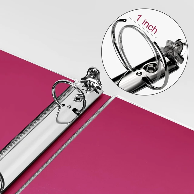 Alt view image 7 of 7 - 3 Ring Binder 1 Inch Pink Binders Fashion View Binder with 2 Pockets for Office Supplies, Waterproof, Deep Pink