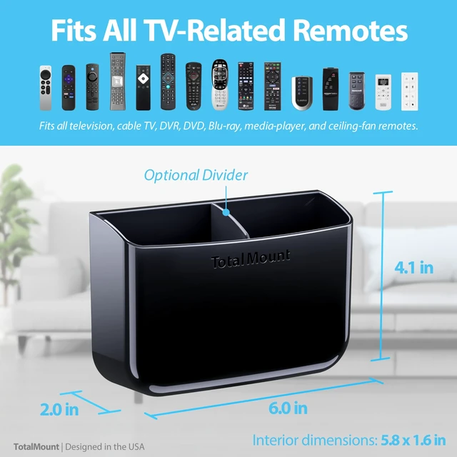 Alt view image 3 of 7 - Drop-Free Remote Holder Removable Adhesive Strips Black | Designed in the USA Simply Put the Remotes In No Tricky Magnet Alignment Needed (Holds 2 or 3 Remote Controls)