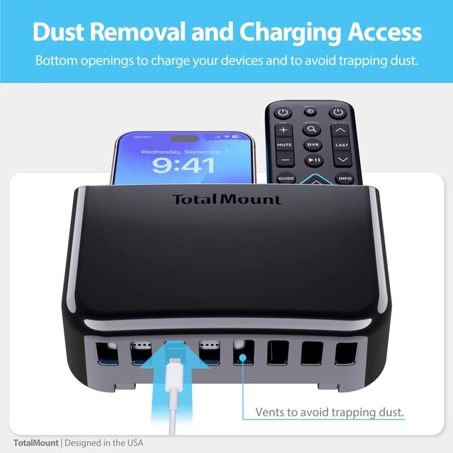 Alt view image 7 of 7 - Drop-Free Remote Holder Removable Adhesive Strips Black | Designed in the USA Simply Put the Remotes In No Tricky Magnet Alignment Needed (Holds 2 or 3 Remote Controls)