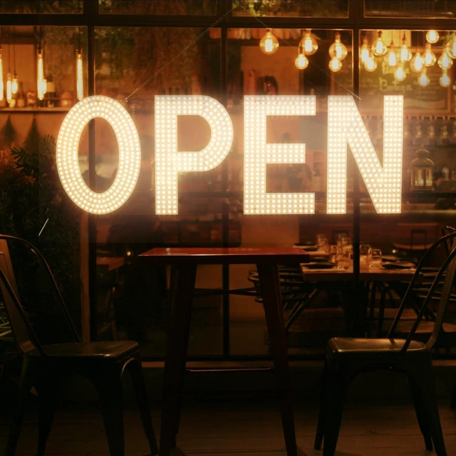 Alt view image 5 of 6 - LED Open Sign for Business, 40"x14" Dimmable Brightness Large Electric Light Up Sign, Hanging Installation for Store Restaurant Office Bar Hotel Salon (warm white)
