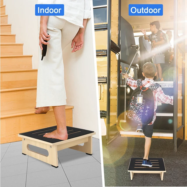 Alt view image 5 of 7 - One Step Stool for Adults Seniors with Non-Slip Rubber Stepping Feet, Heavy Duty Platform Step Stools, 5.5 in Portable Bed Steps for High Beds for Bathroom, Bedroom, Kitchen & Bedside Kids Support