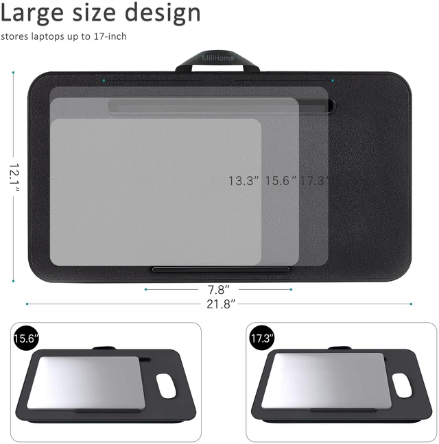 Alt view image 6 of 7 - Lap Desk with Cushion, Fits up to 17 inch Laptop, Pillow Designed, Portable Laptop Stand with Tray, Pad & Phone Holder, Home Office for Bed/Couch/Car/Reading/Writing, (Black)