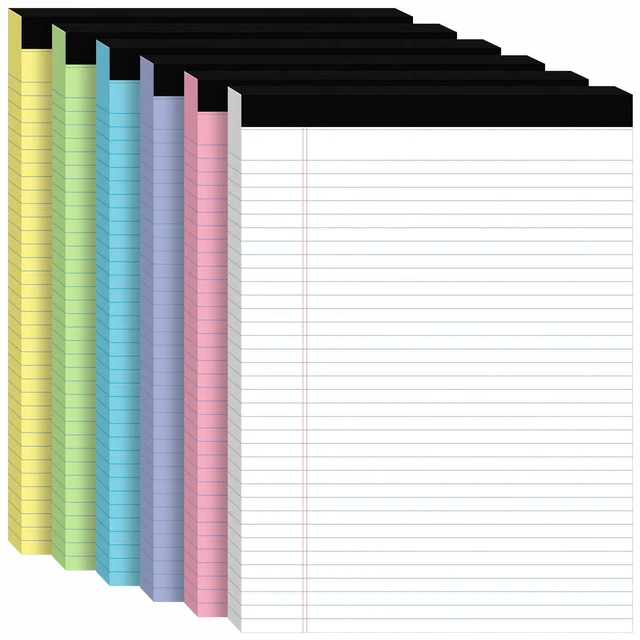 Main image of 6pcs Legal Pads 8.5 x 11, Perforated Colored Notepad 8.5x11, 50Sheets/Pad Writing Pads 8.5x11, College Ruled Thick Paper, Lined Note Pads with Sturdy Backing, Office & School Supplies