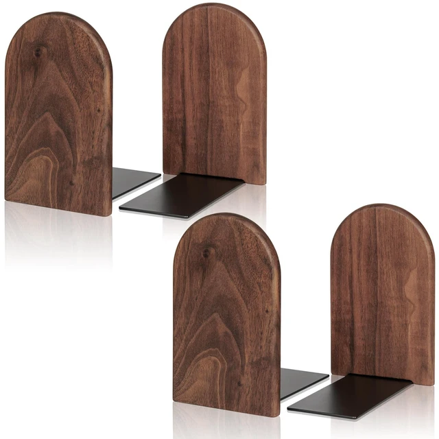 Main image of Book Ends,2 Pair Medium Bookends Wood Book Ends Universal Economy Bookend (2, Medium)