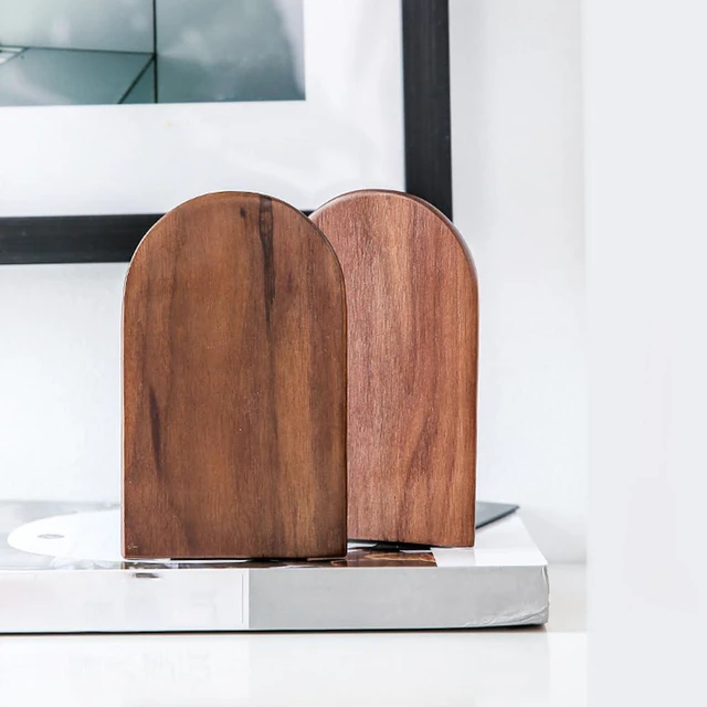 Alt view image 7 of 7 - Book Ends,2 Pair Medium Bookends Wood Book Ends Universal Economy Bookend (2, Medium)