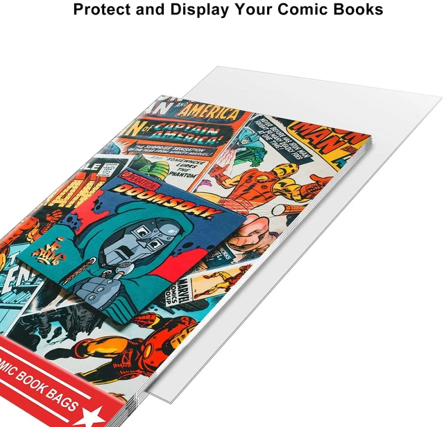 Alt view image 5 of 6 - 100ct Silver-Age Comic-Book-Bags and Boards - Reusable Comic Book Boards and Bags for Comic Book Storage, 1 1/2" Flap Comic Bags and Backing Boards, Clear Protector and Protection Board Cardboards