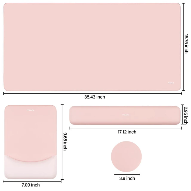 Alt view image 7 of 7 - Keyboard Mouse Pad Set, Large Gaming Mouse Pad&Keyboard Wrist Rest Rectangular Mousepad with Wrist Rest&Coaster, Ergonomic Non-Slip&Easy Typing Pad with Curved Silicone Lining, Baby Pink