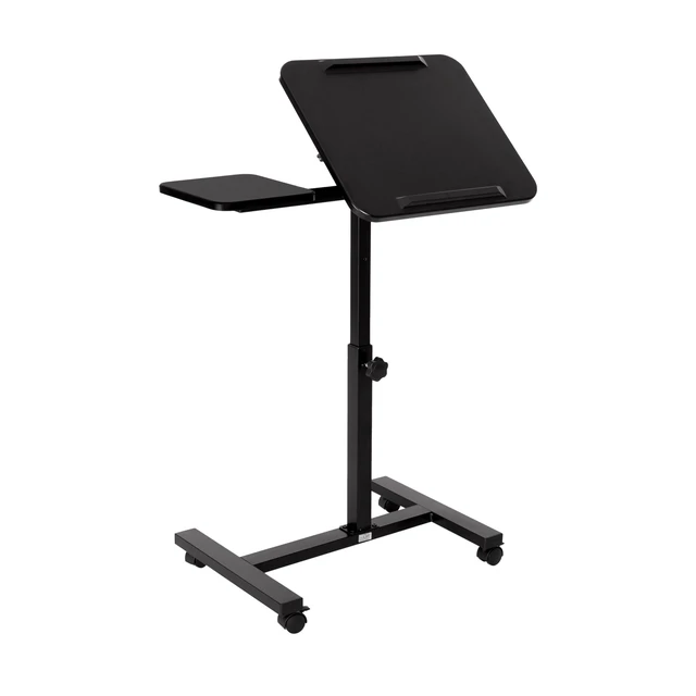 Alt view image 2 of 7 - Airlift Height Adjustable Mobile Rolling Laptop Cart Computer Workstation Desk, Table for Home, Office, Classroom, Hospital, w/Wheels, Black, Tilt w/Side Table (28") (New Model)