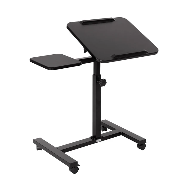 Alt view image 3 of 7 - Airlift Height Adjustable Mobile Rolling Laptop Cart Computer Workstation Desk, Table for Home, Office, Classroom, Hospital, w/Wheels, Black, Tilt w/Side Table (28") (New Model)