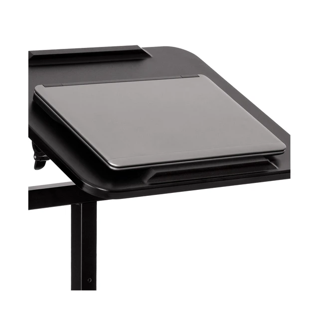 Alt view image 7 of 7 - Airlift Height Adjustable Mobile Rolling Laptop Cart Computer Workstation Desk, Table for Home, Office, Classroom, Hospital, w/Wheels, Black, Tilt w/Side Table (28") (New Model)